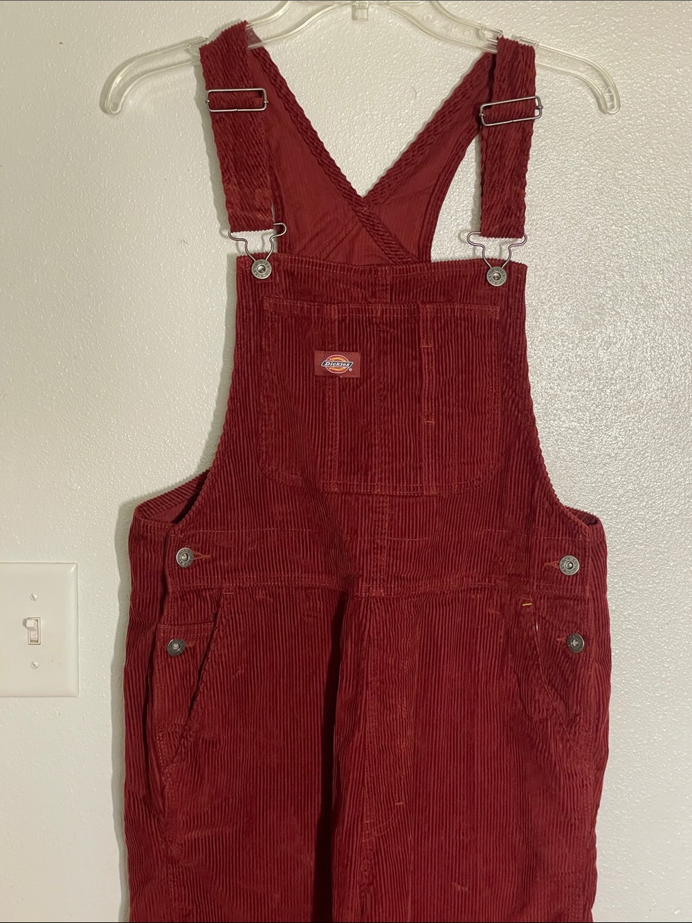 Dickies Burgundy Corduroy Overalls Jumpsuit